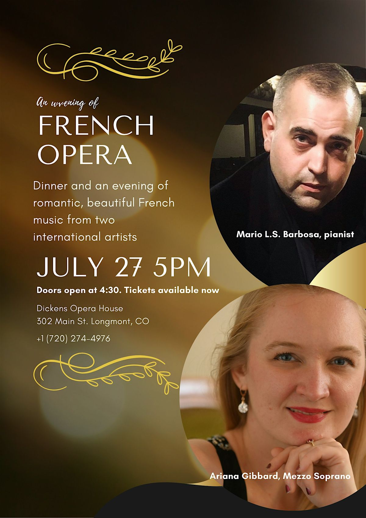 French Opera: Dinner and a Show, 27 July | Event in Longmont | AllEvents