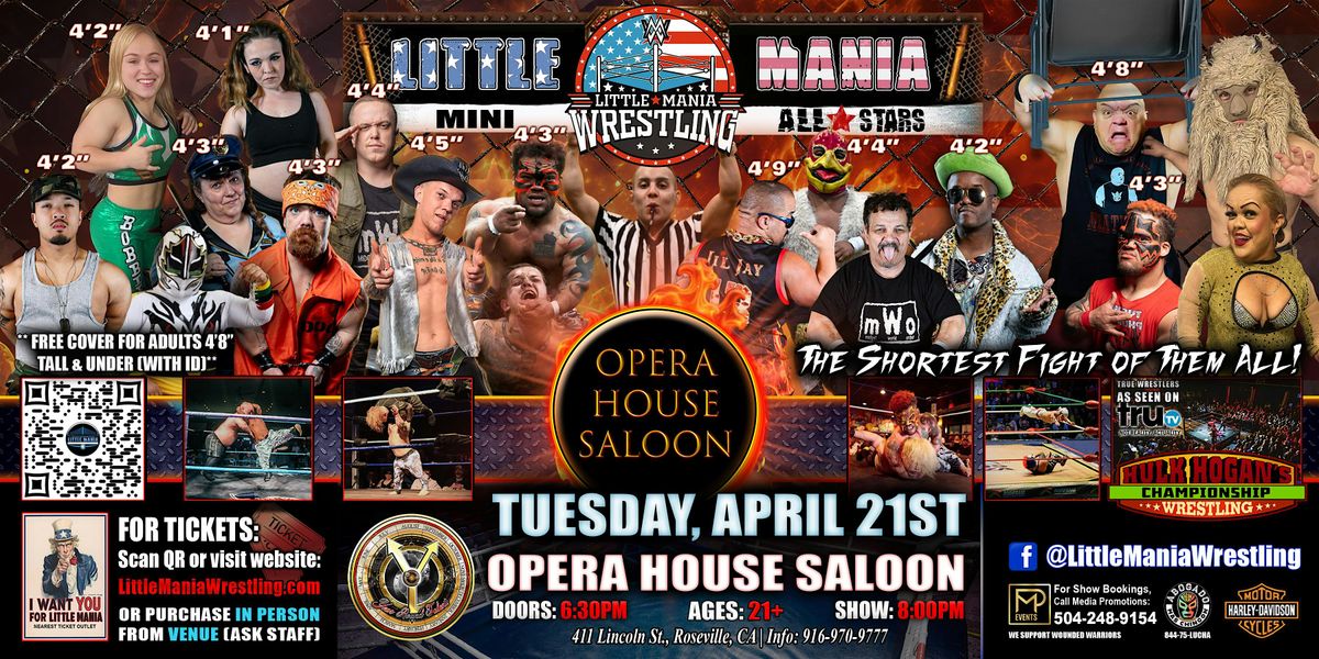 Roseville, CA- Little Mania Mini Wrestling @ Opera House Saloon, 21 April | Event in Roseville | AllEvents