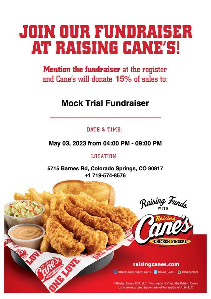 SCHS Mock Trial Raising Canes Fundraiser, Raising Cane's Chicken