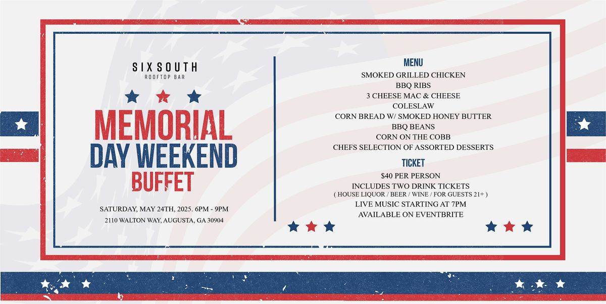 Memorial Day Weekend Rooftop BBQ at Six South, 24 May | Event in Augusta | AllEvents