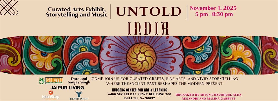Untold India: Curated Arts, Storytelling and Music Performance, 1 November | Event in Duluth | AllEvents
