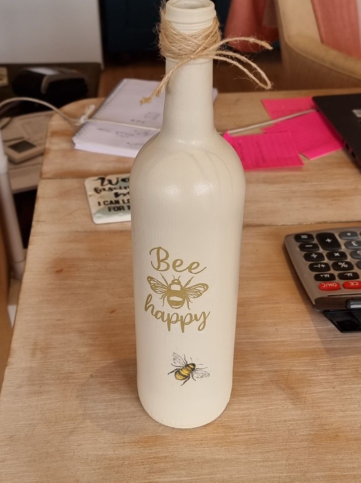 Painting of Glass Bottle using Frenchic Paint/Stencilling or