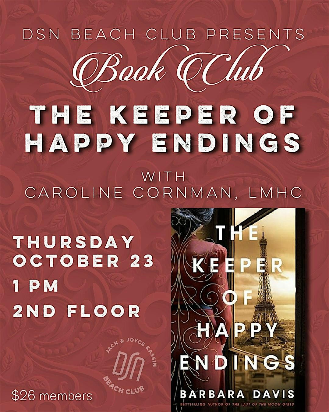 Book Club- The Keeper of Happy Endings with Caroline Cornman, LMHC, 23 October | Event in Deal | AllEvents