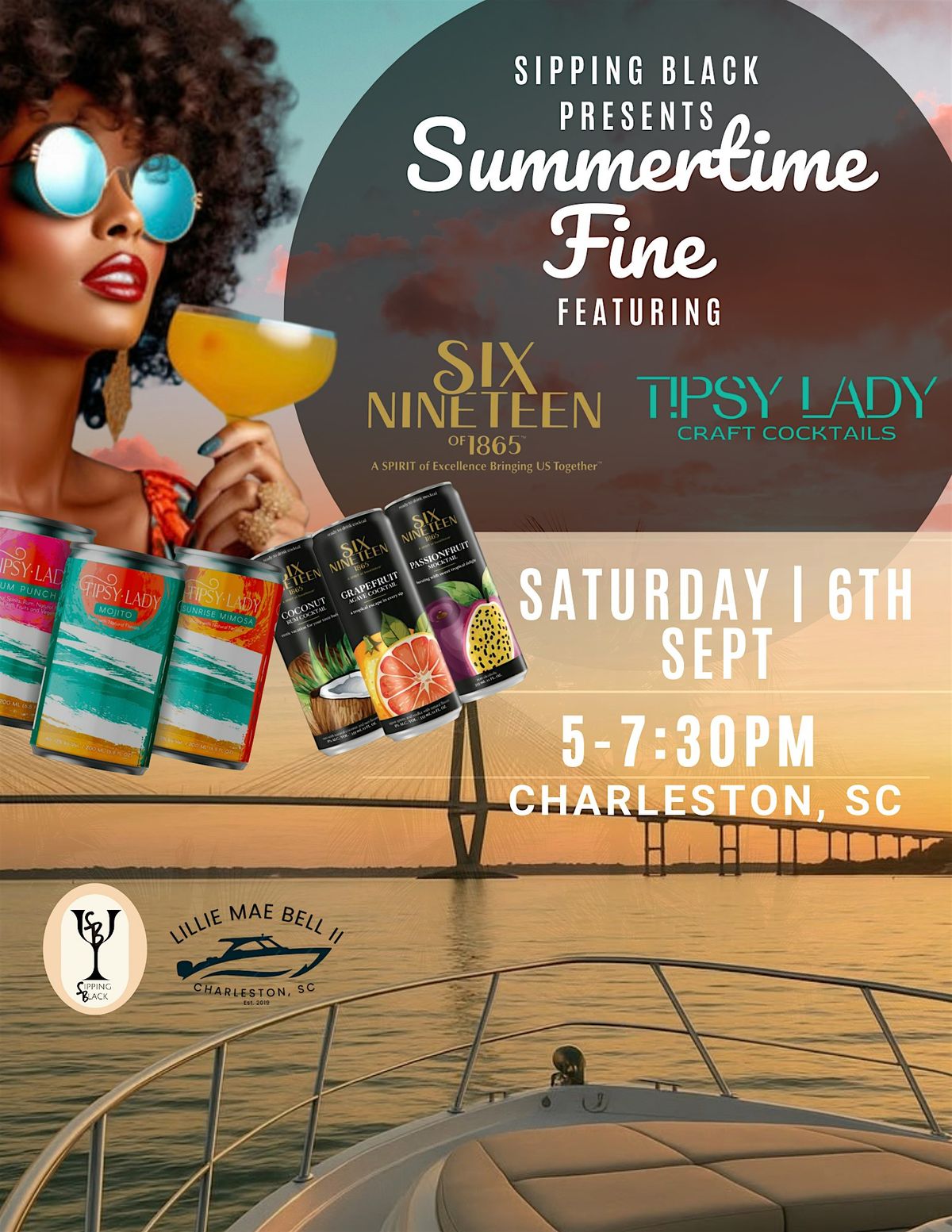 Summertime Fine Featuring SixNineteen of 1865 & Tipsy Lady Craft Cocktails, 6 September | Event in Charleston