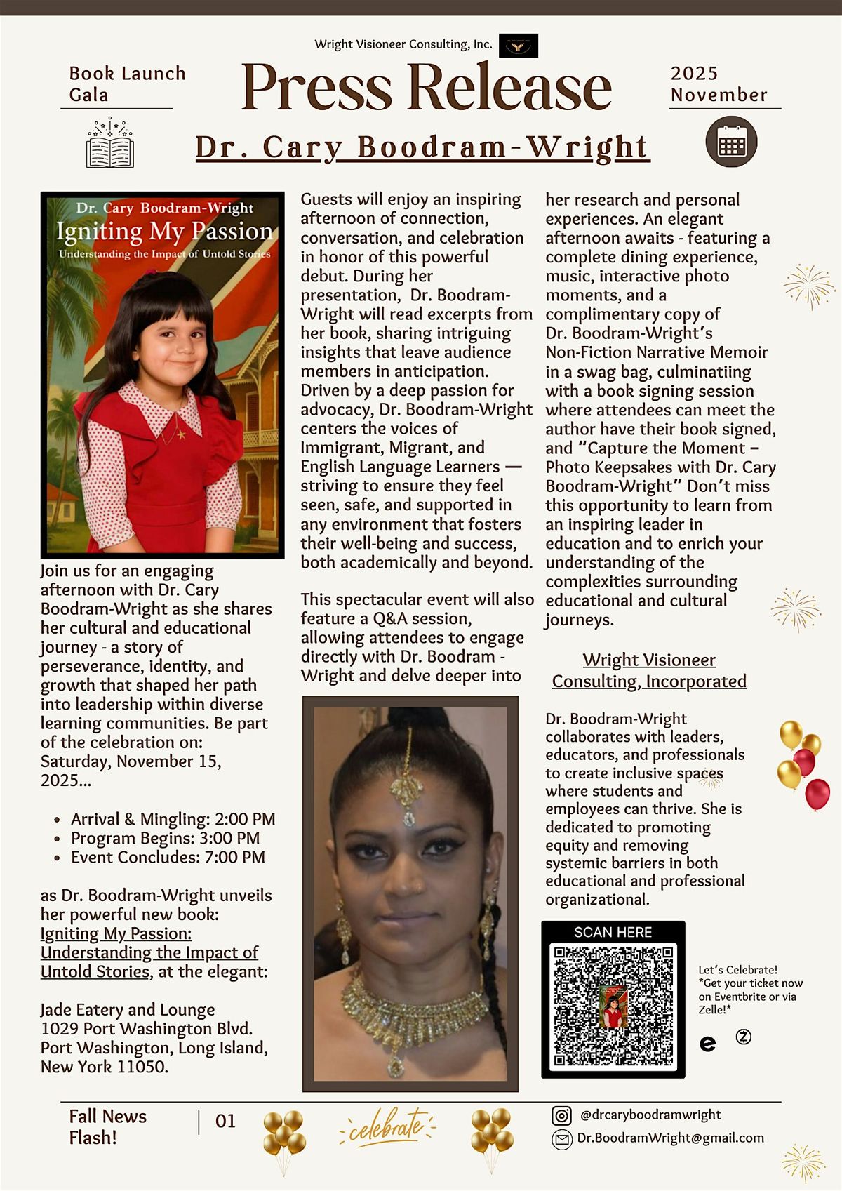 IGNITING MY PASSION: AN AFTERNOON OF CULTURE & UNTOLD STORIES, 15 November | Event in Port Washington