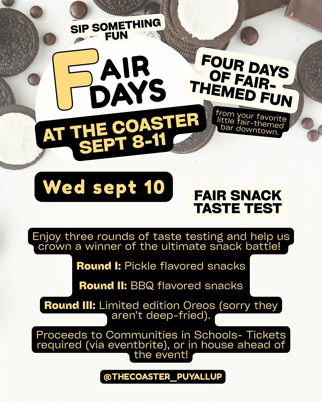 Fair Snack Taste Test- Fair Days at The Coaster, 10 September | Event in Puyallup | AllEvents