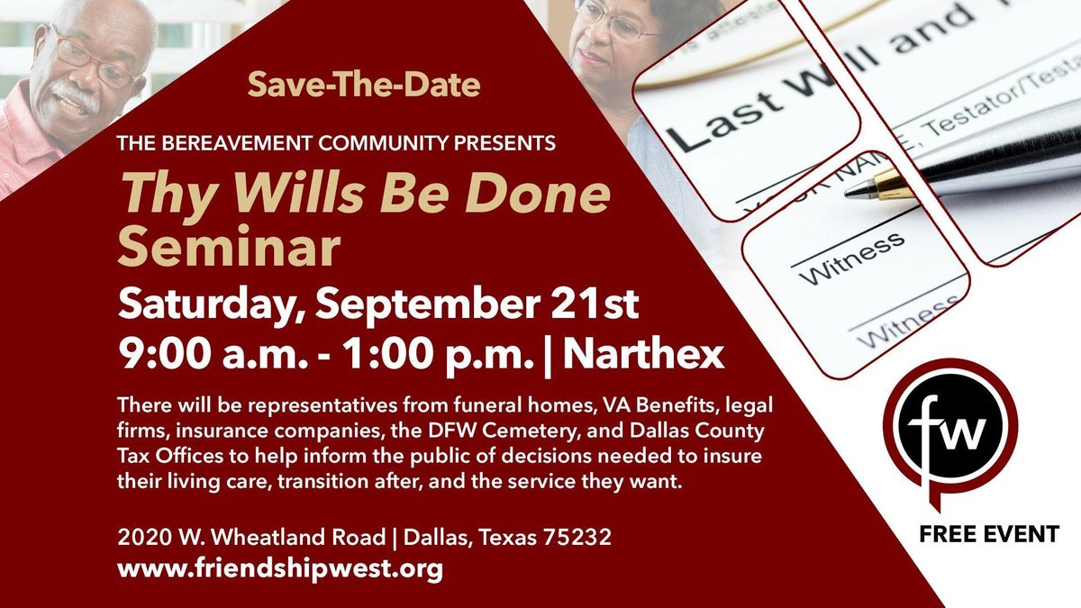 Thy Wills Be Done At Friendship West Baptist Church Room G129