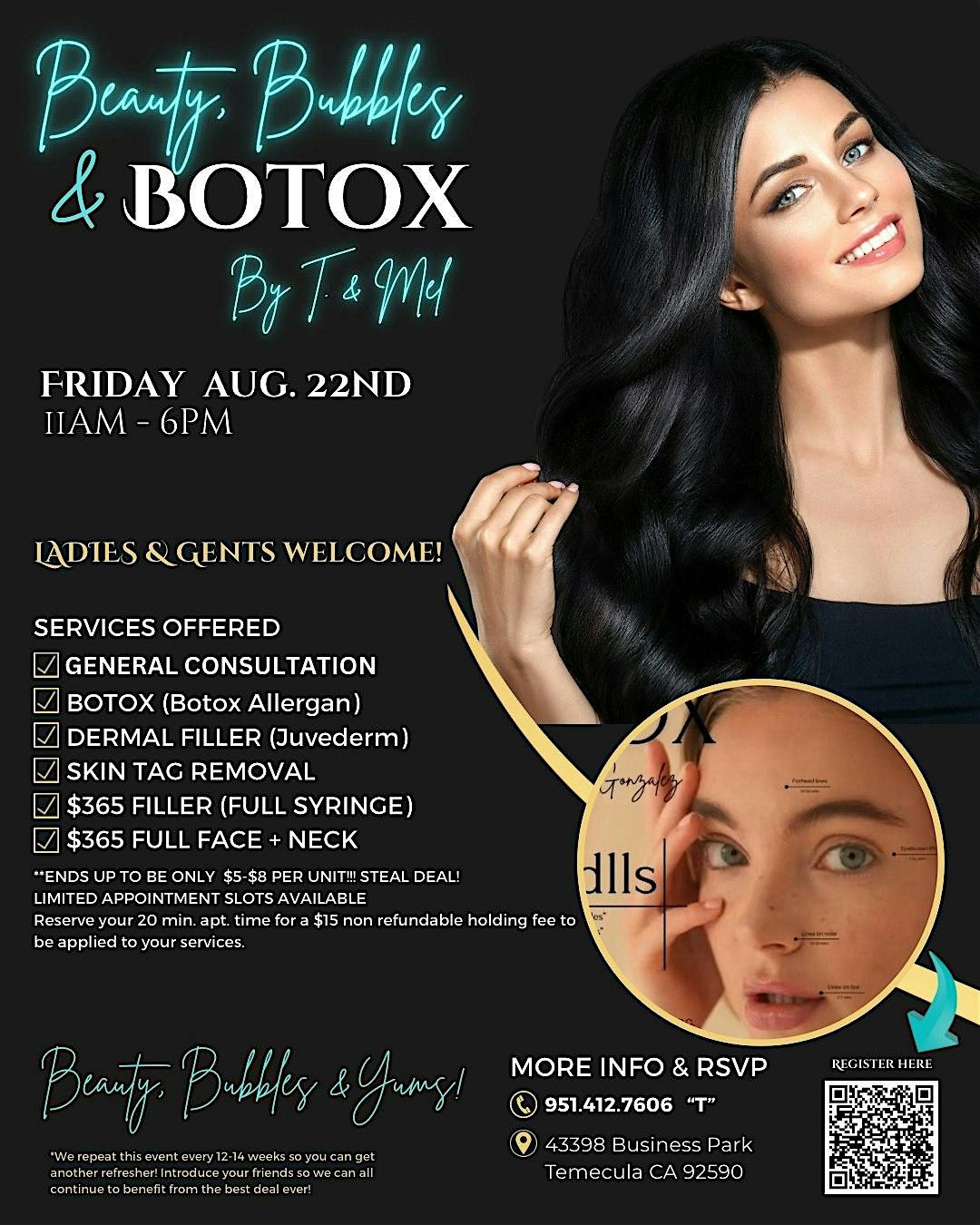 Beauty, Bubbles & Botox by T & Mel, 22 August | Event in Temecula | AllEvents
