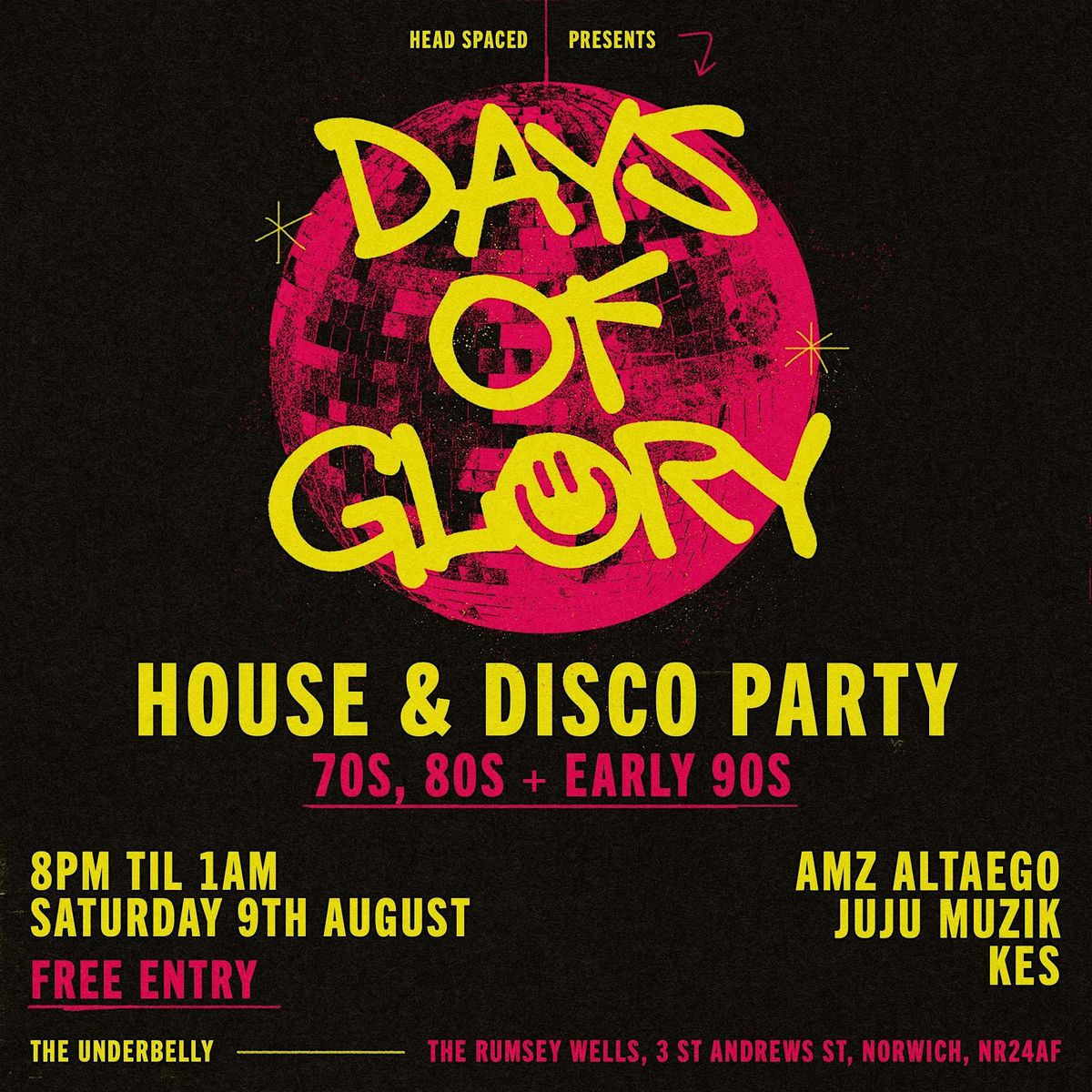 Days of Glory: 70s/80s/Early 90s House + Disco Party, 9 August | Event in Norwich | AllEvents