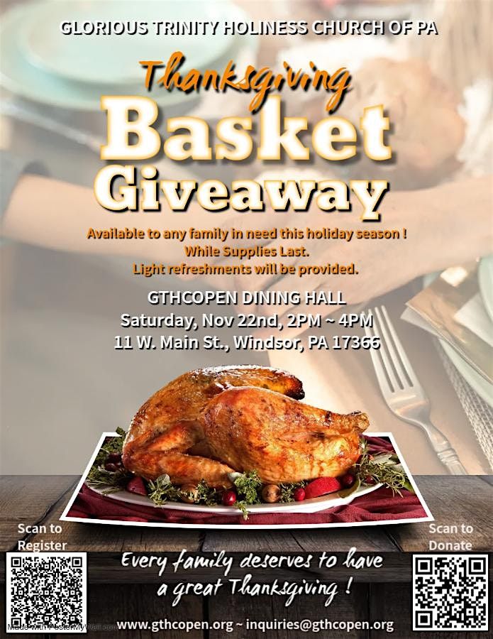 GTHCOPEN Thanksgiving Basket Giveaway, 22 November | Event in Windsor | AllEvents