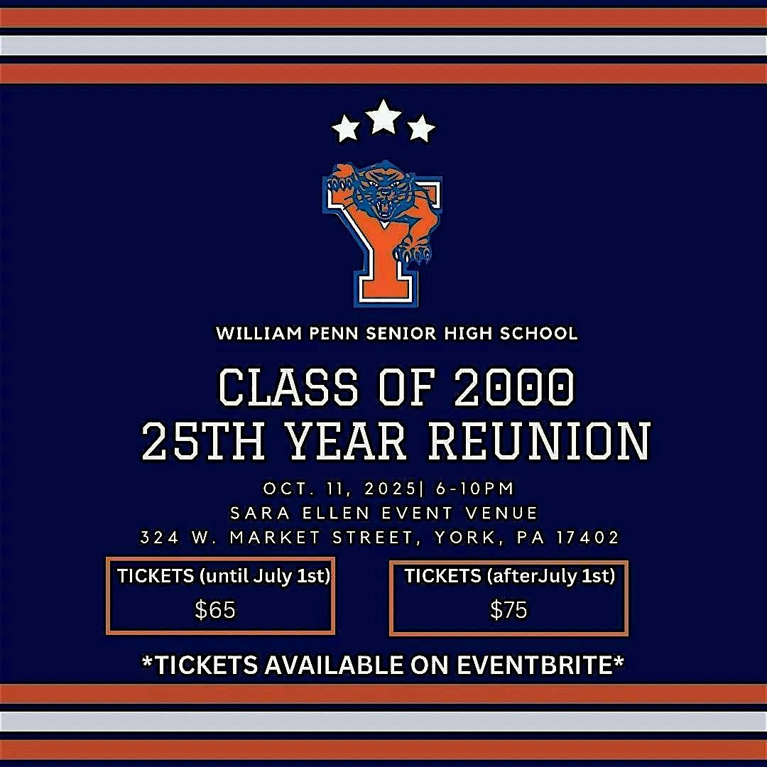 William Penn Class of 2000 25th Reunion, 11 October | Event in York | AllEvents