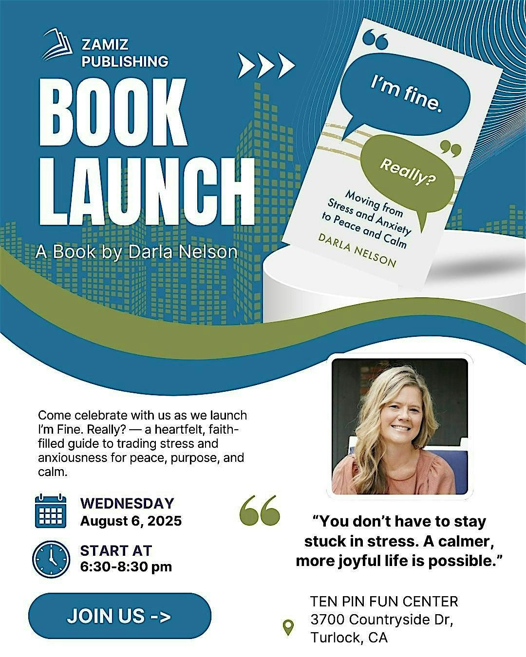 “I’m Fine. Really?” Book Launch & Celebration, 6 August | Event in Turlock | AllEvents