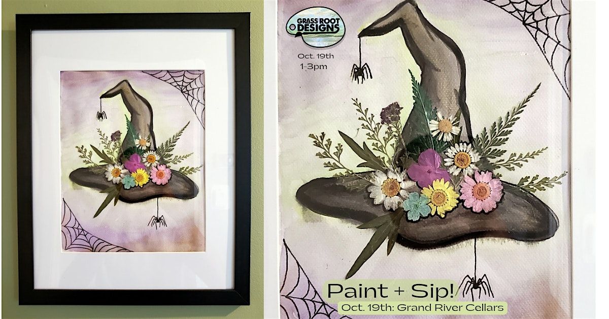 Framed Witch Hat with Pressed Flowers| Paint + Sip at Grand River Cellars, 19 October | Event in Madison | AllEvents