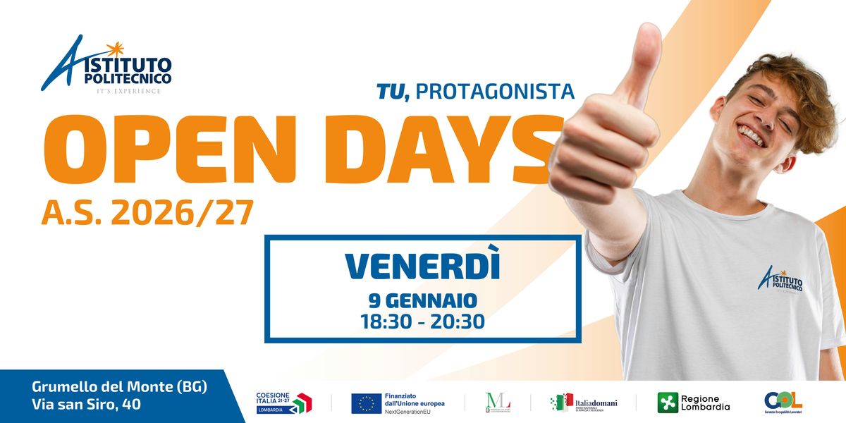 OPEN DAY ISTITUTO POLITECNICO: per anno scolastico 26-27, 9 January | Event in Grumello del Monte | AllEvents