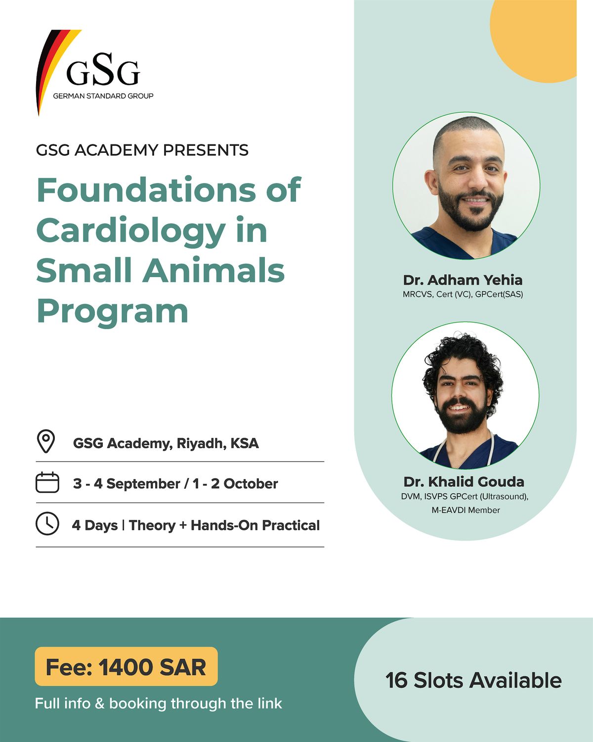 Foundations of Cardiology in Small Animals Program, 3 September | Event in الرياض | AllEvents