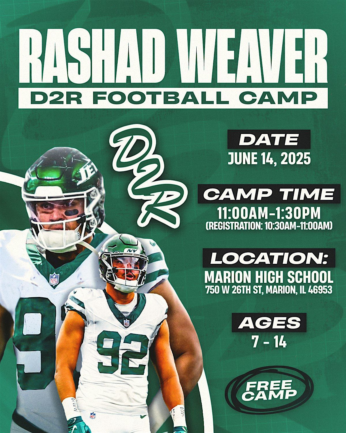 Rashad Weaver D2R Football Camp, 14 June | Event in Marion | AllEvents