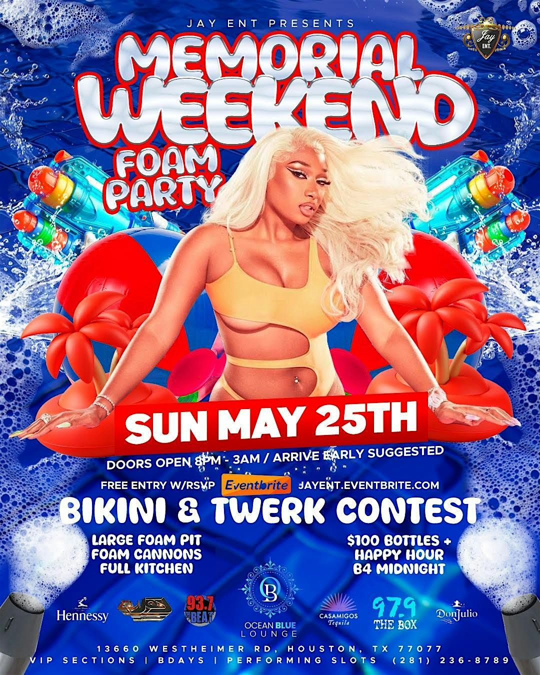 MEMORIAL WEEKEND FOAM PARTY @ OCEAN BLUE LOUNGE, 25 May | Event in Houston | AllEvents