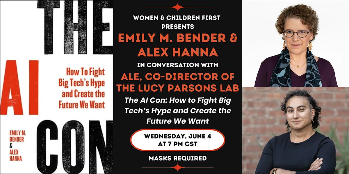 The AI Con by Emily M. Bender & Alex Hanna, 4 June | Event in Chicago | AllEvents