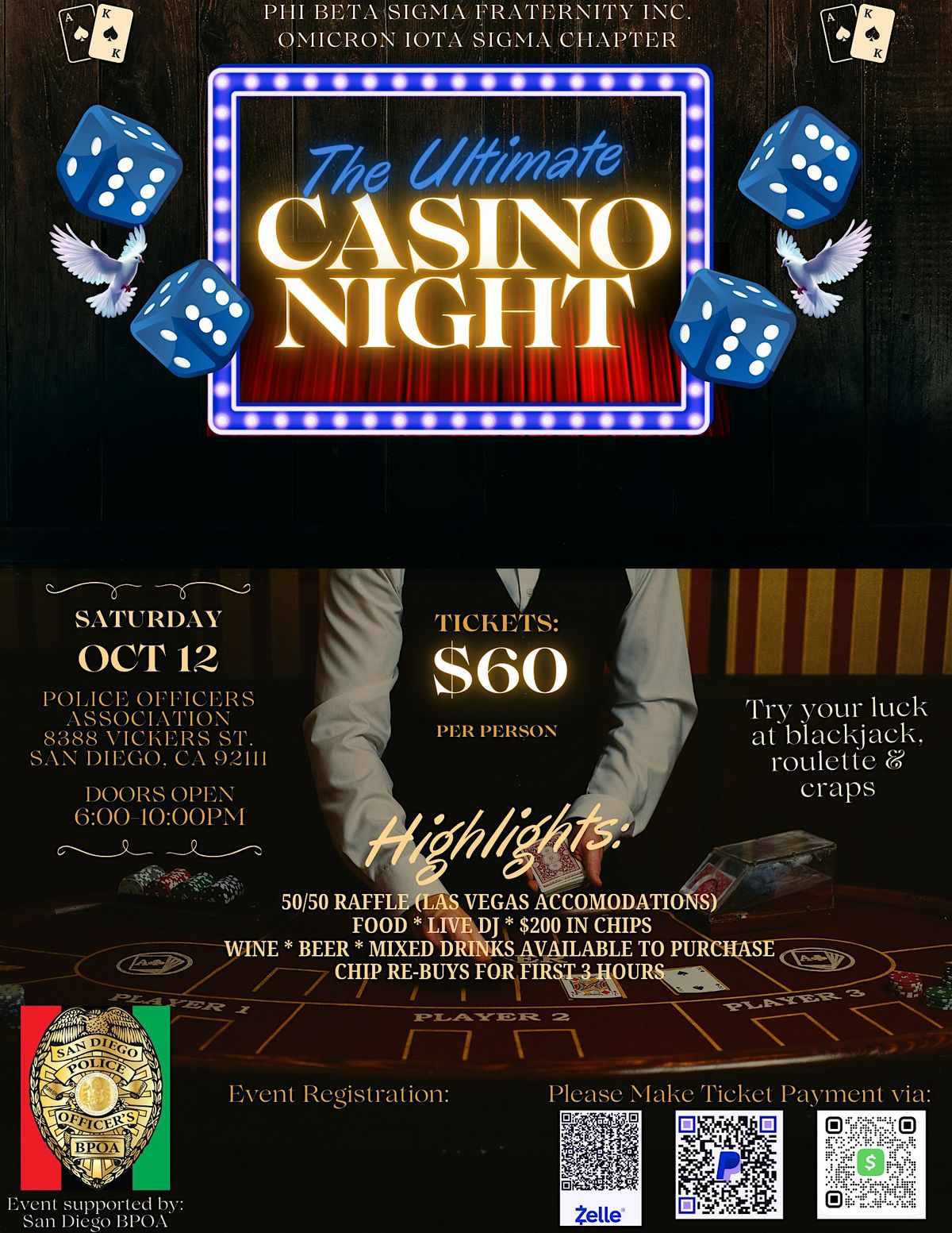 Phi Beta Sigma 3rd Annual Casino Night Scholarship Fundraiser, 4 October | Event in San Diego | AllEvents