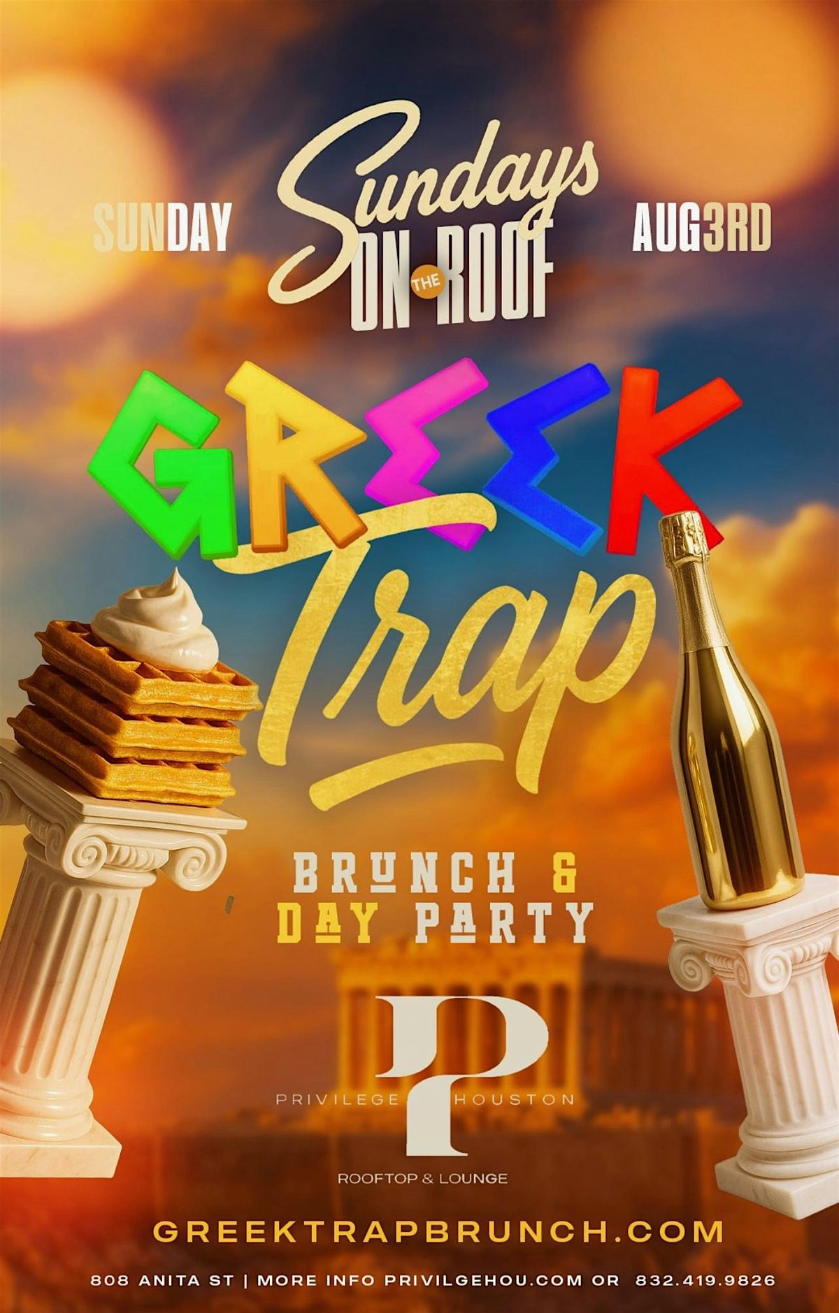 Aug 3 | GREEK Trap Brunch & Day Party @ Privilege Rooftop & Lounge, 3 August | Event in Houston | AllEvents