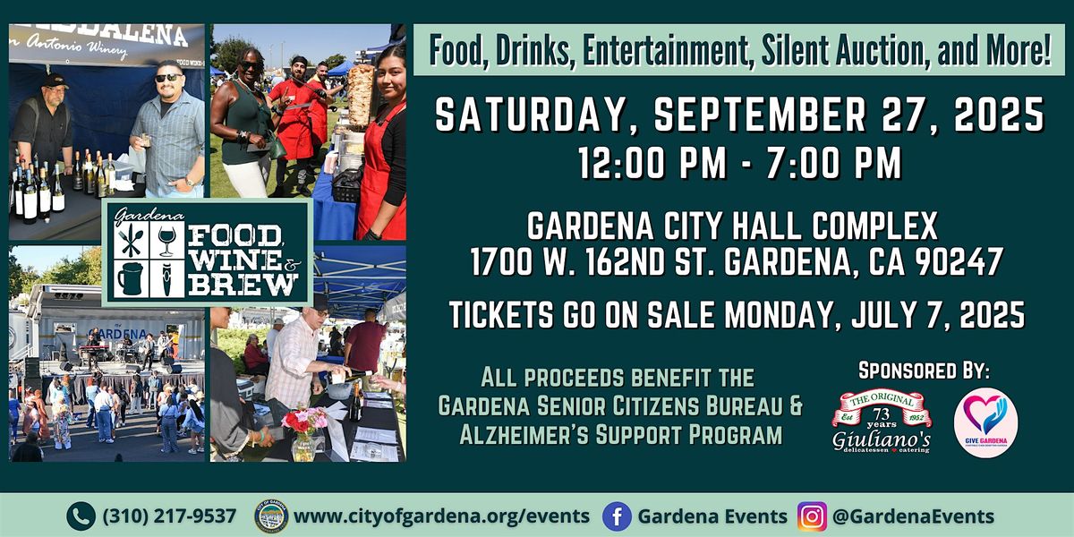 15th Annual Food, Wine and Brew Festival, 27 September | Event in Gardena | AllEvents