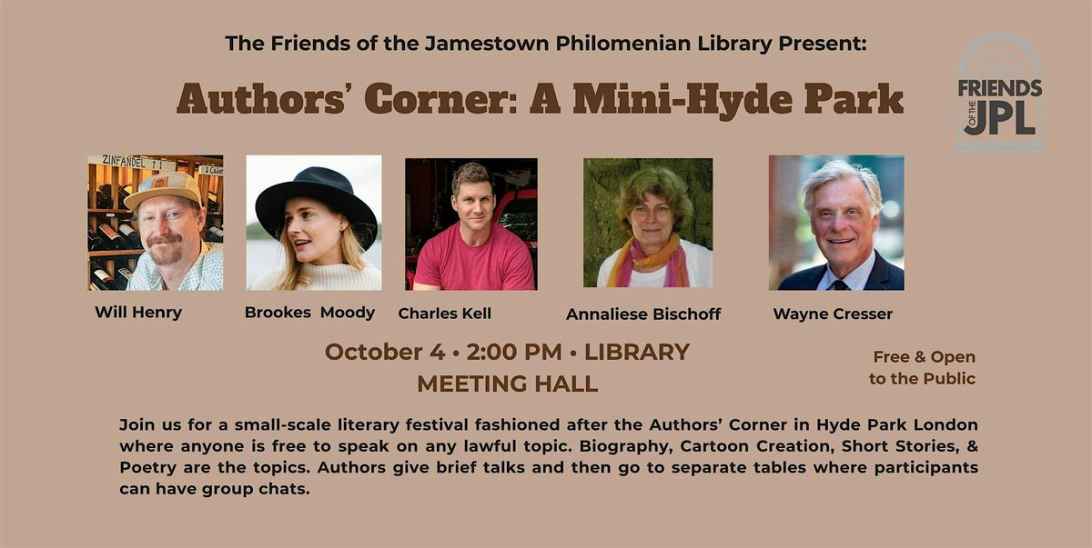 Authors' Corner: A Mini-Hyde Park | Event in Jamestown | AllEvents