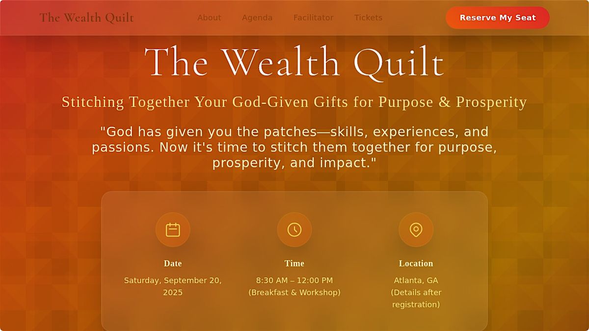 The Wealth Quilt: Stitching Together Your God-Given Gifts for Purpose & Pro, 20 September | Event in Atlanta