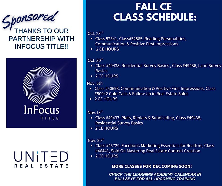 CE: Class# 45729, 46441, hosted by InFocus Title, 20 November | Event in Houston | AllEvents