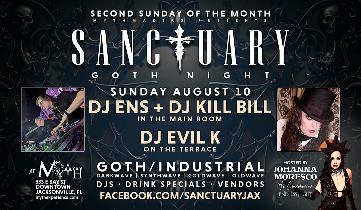 Sanctuary Goth Night at Myth | 08.10.25, 10 August | Event in Jacksonville | AllEvents