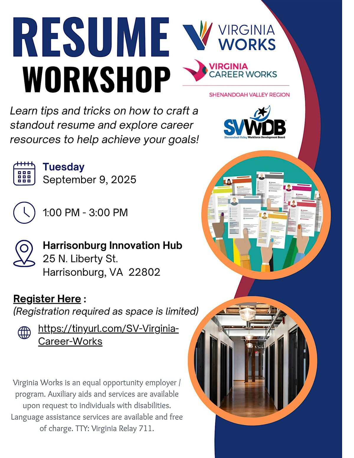 Resume Workshop at the Harrisonburg Innovation Hub, 9 September | Event in Harrisonburg | AllEvents