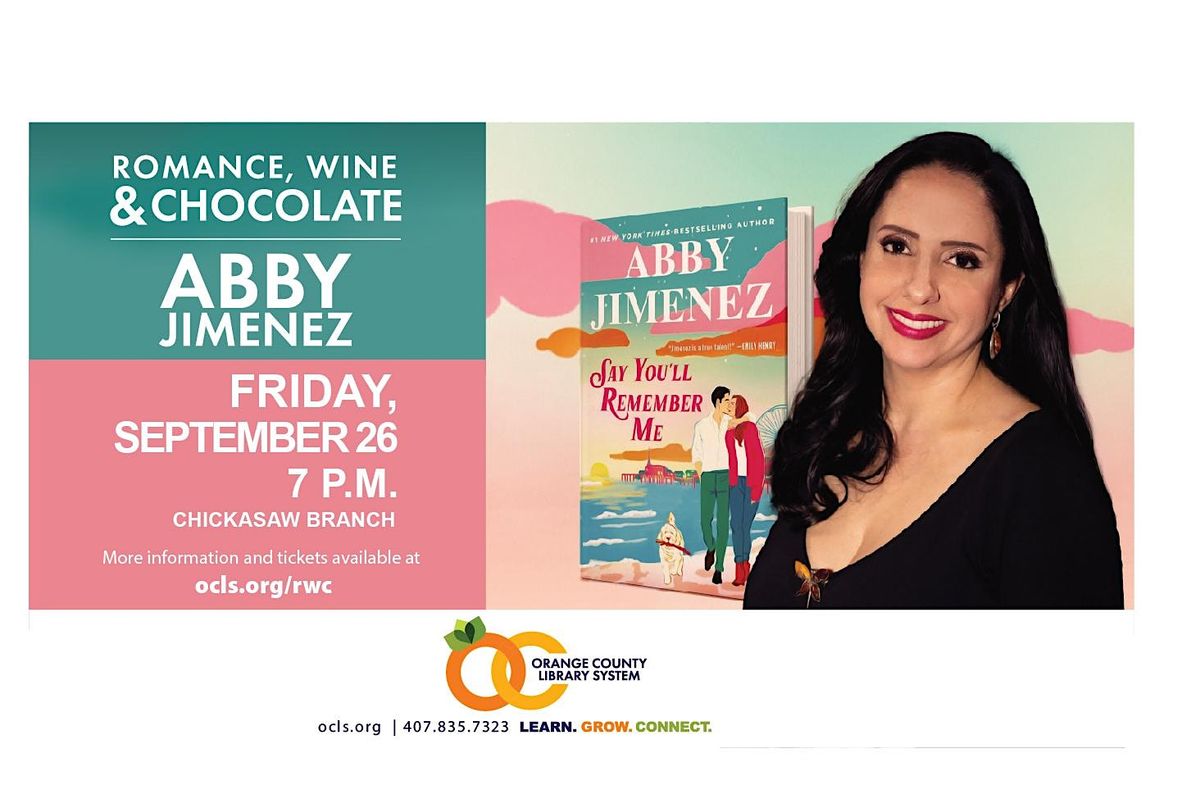 Romance, Wine and Chocolate Featuring Author Abby Jimenez, 26 September | Event in Orlando | AllEvents