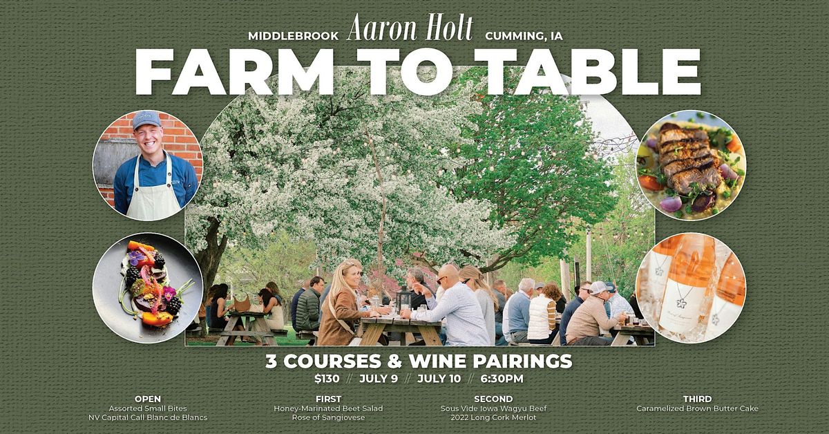 Capital Call x Aaron Holt Farm to Table Dinner @ Middlebrook Farm, 9 July | Event in Cumming | AllEvents
