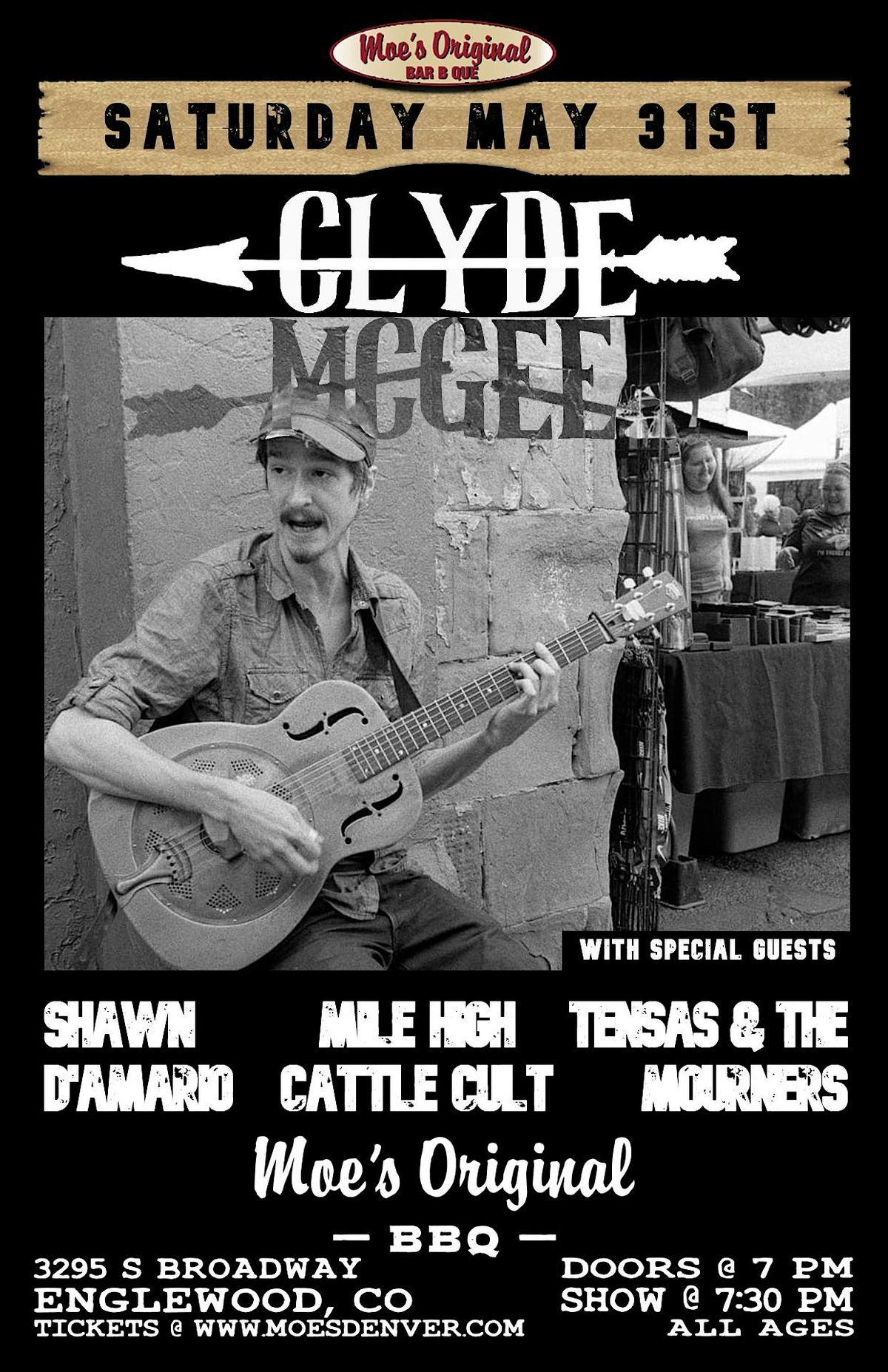 Clyde McGee w/ Shawn D'Amario +Mile High Cattle Cult +Tensas & The Mourners, 31 May | Event in Englewood