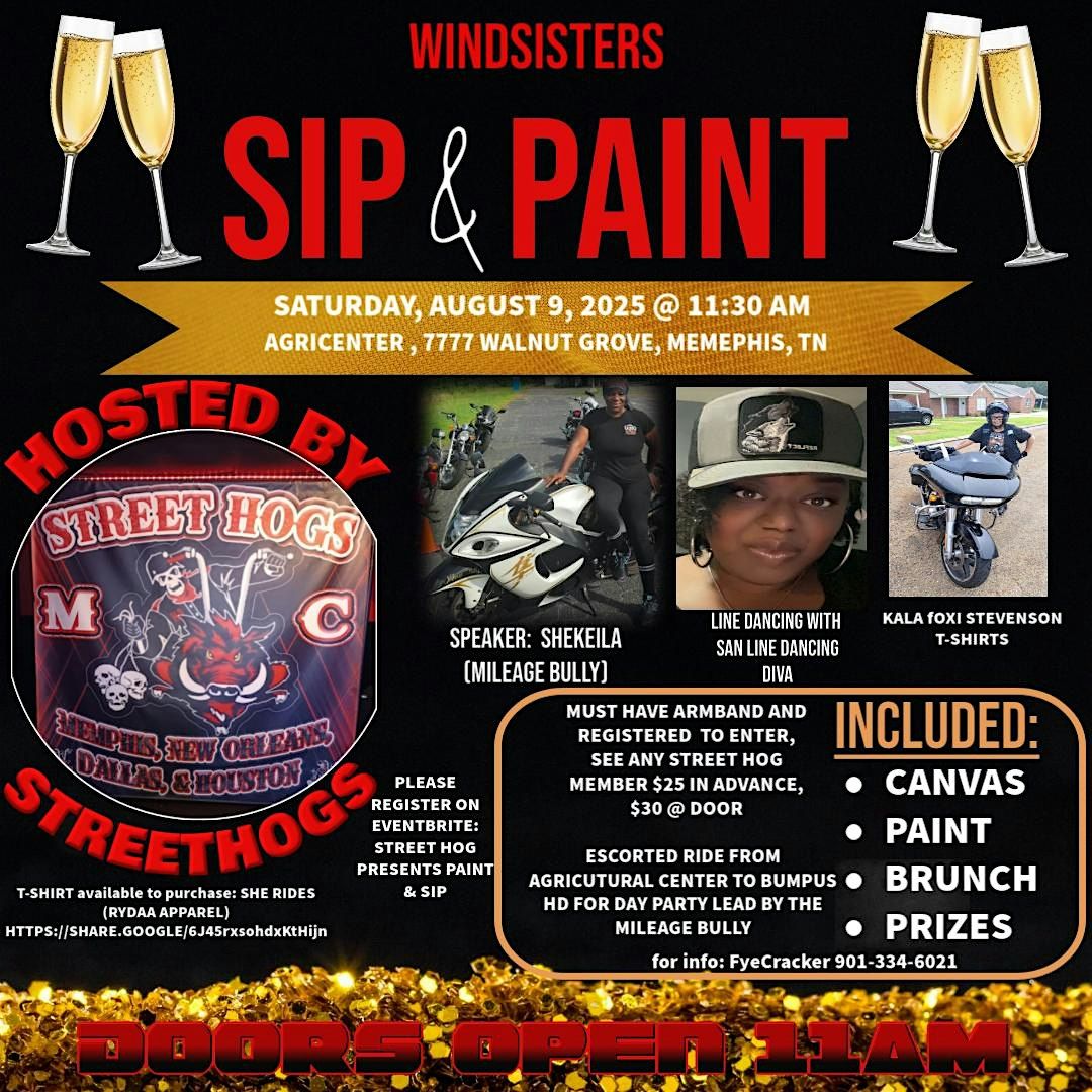STREET HOGS M/C (MEMPHIS) PRESENTS PAINT& SIP FOR THE WINDSISTERS!!, 9 August | Event in Memphis | AllEvents