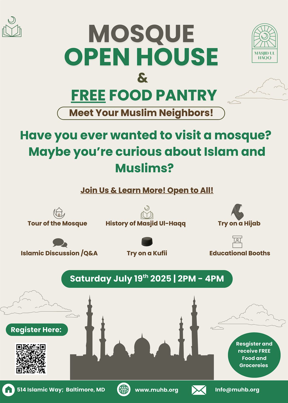 Mosque Open House & FREE Food Pantry, 19 July | Event in Baltimore | AllEvents