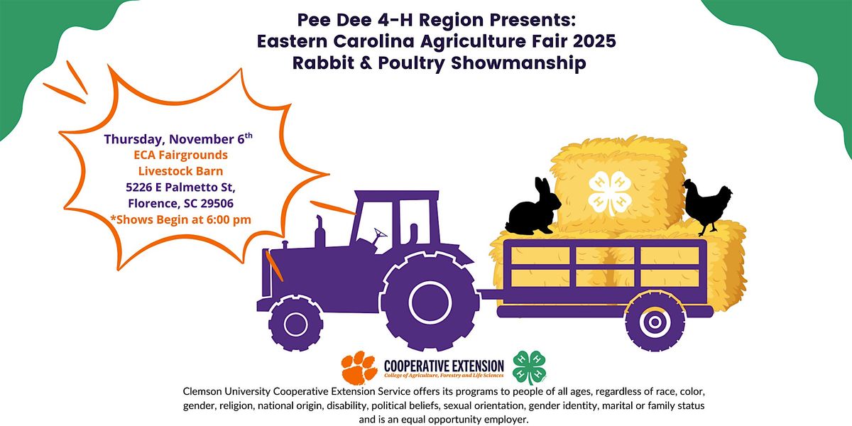 Eastern Carolina Agriculture(ECA) Fair 4-H Poultry & Rabbit Shows 2025, 6 November | Event in Florence