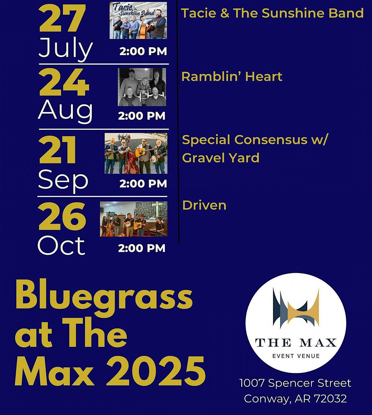 Bluegrass at The Max: Ramblin’ Heart, 24 August | Event in Conway | AllEvents