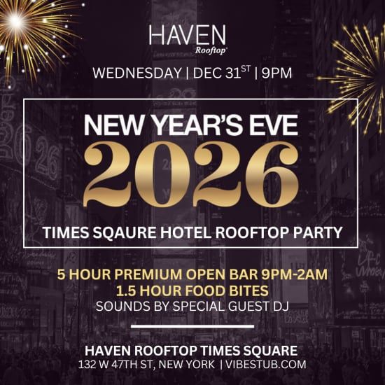 New Years Eve Celebration at Haven Rooftop, 31 December | Event in Manhattan | AllEvents