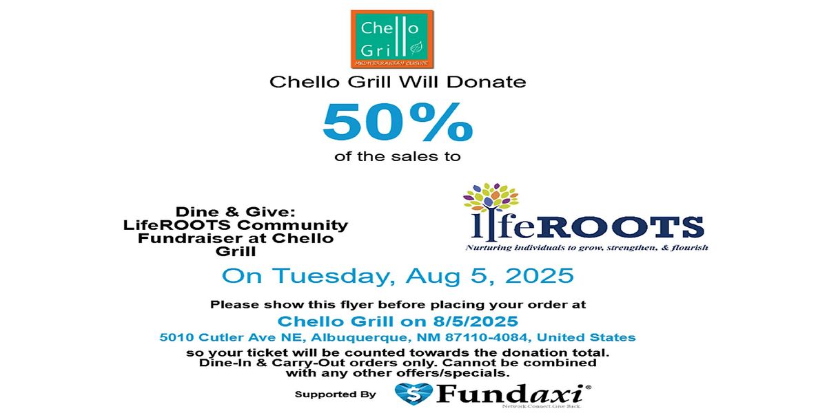 Fundraiser at Chello Grill, 5 August | Event in Albuquerque | AllEvents