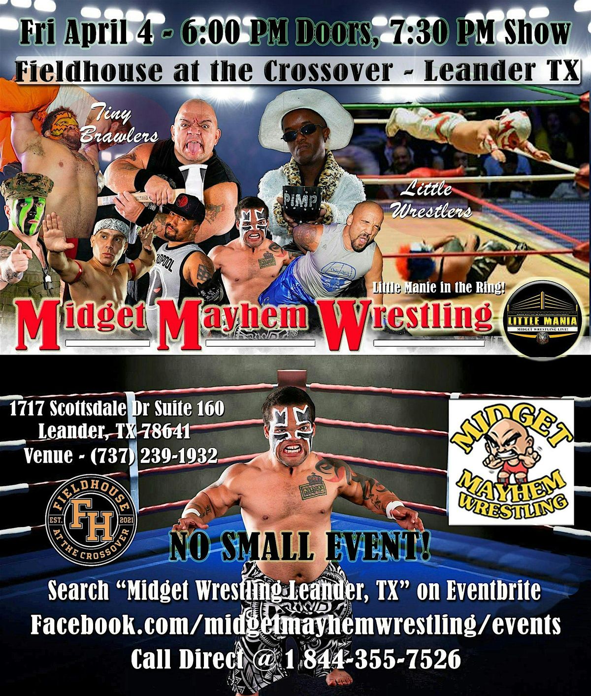 Midget Mayhem / Little Mania Wrestling in Through the Ring! Leander TX 16+, 7 November | Event in Leander
