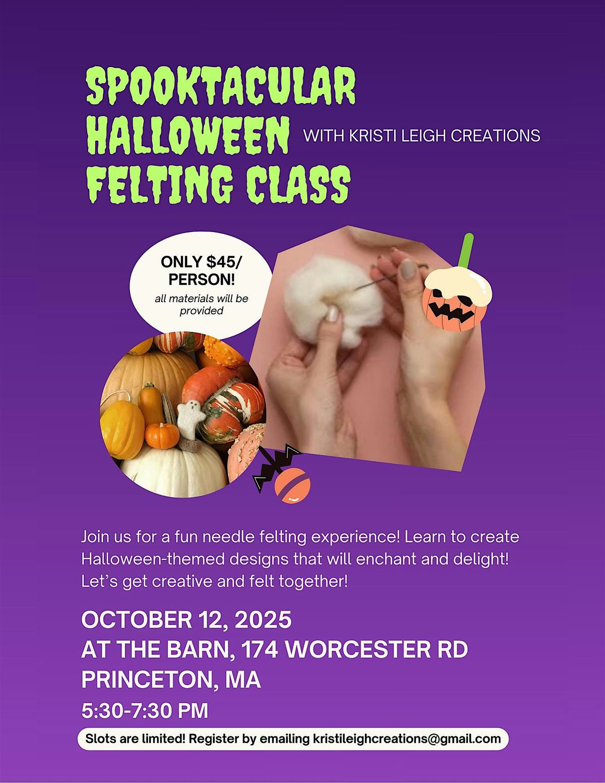 Spooktacular Felting Class, 12 October | Event in Princeton | AllEvents