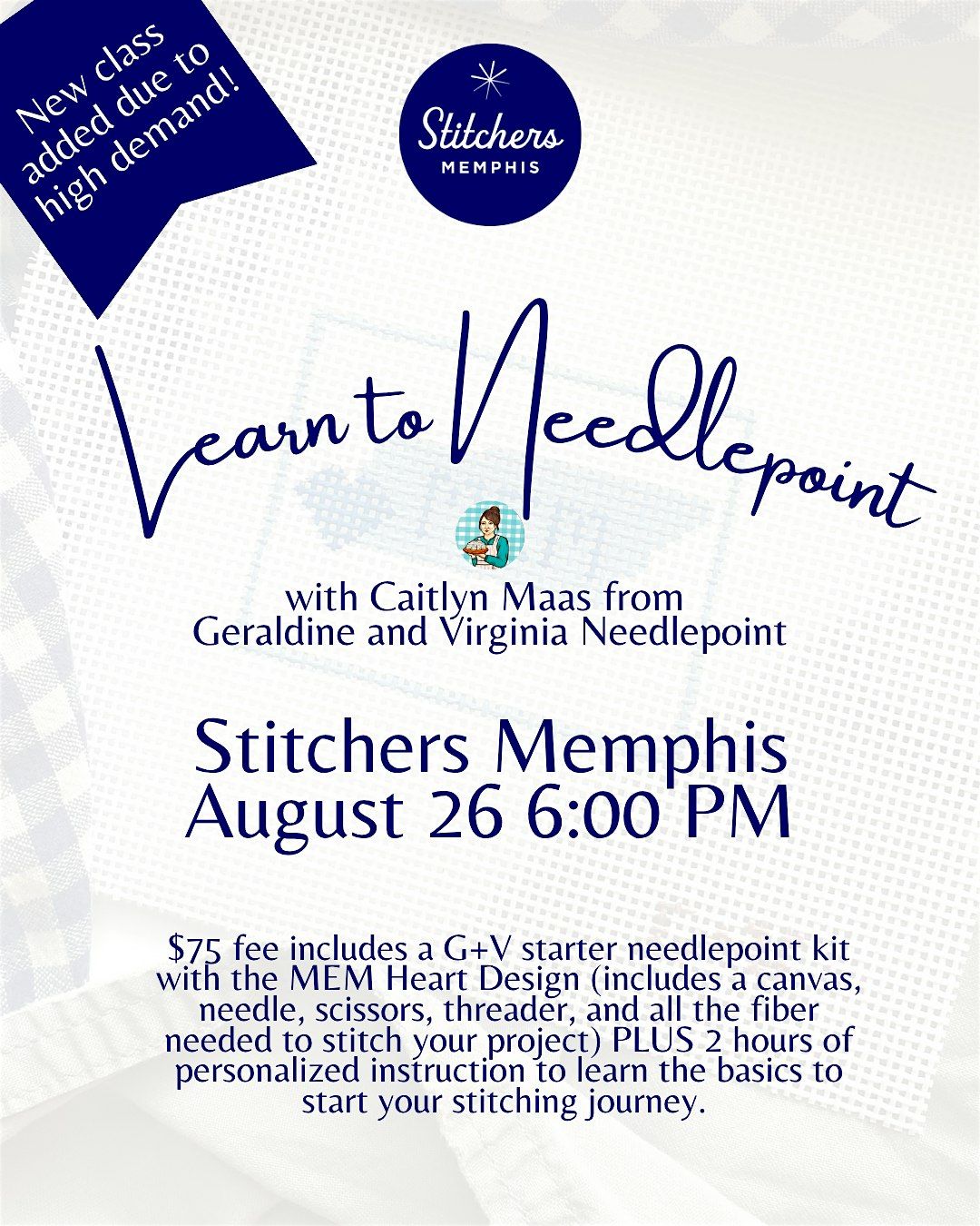 Learn to Needlepoint 8/26, 26 August | Event in Memphis | AllEvents