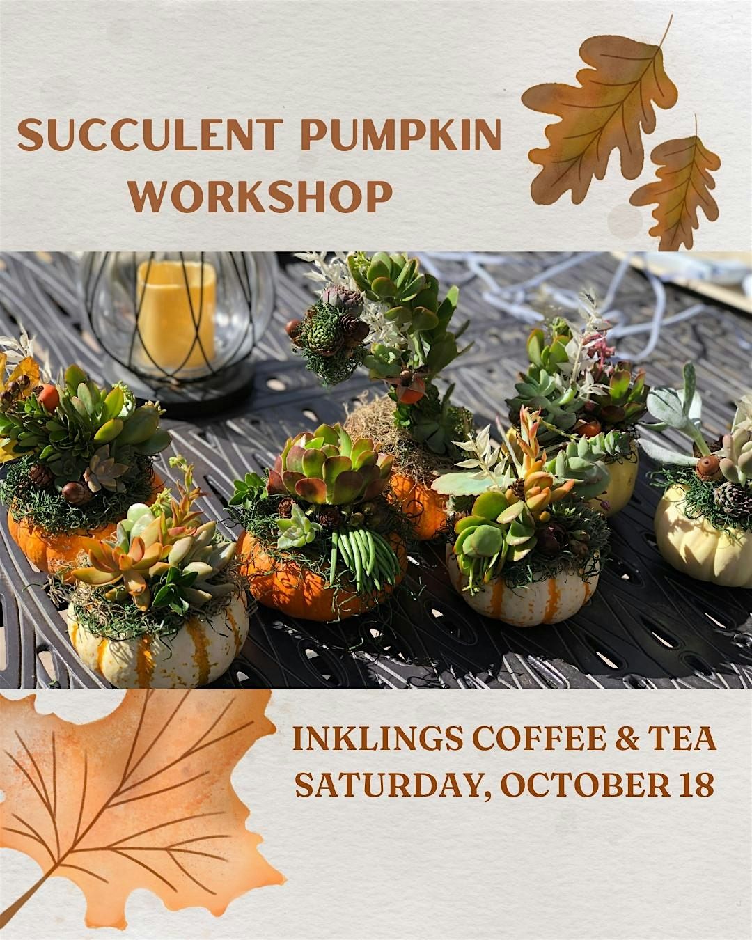 Succulent Pumpkin Workshop at Inklings, 18 October | Event in Pleasanton | AllEvents