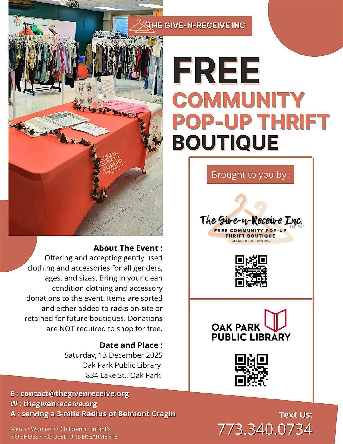 FREE Community Pop-up Thrift Boutique, 13 December | Event in Oak Park | AllEvents