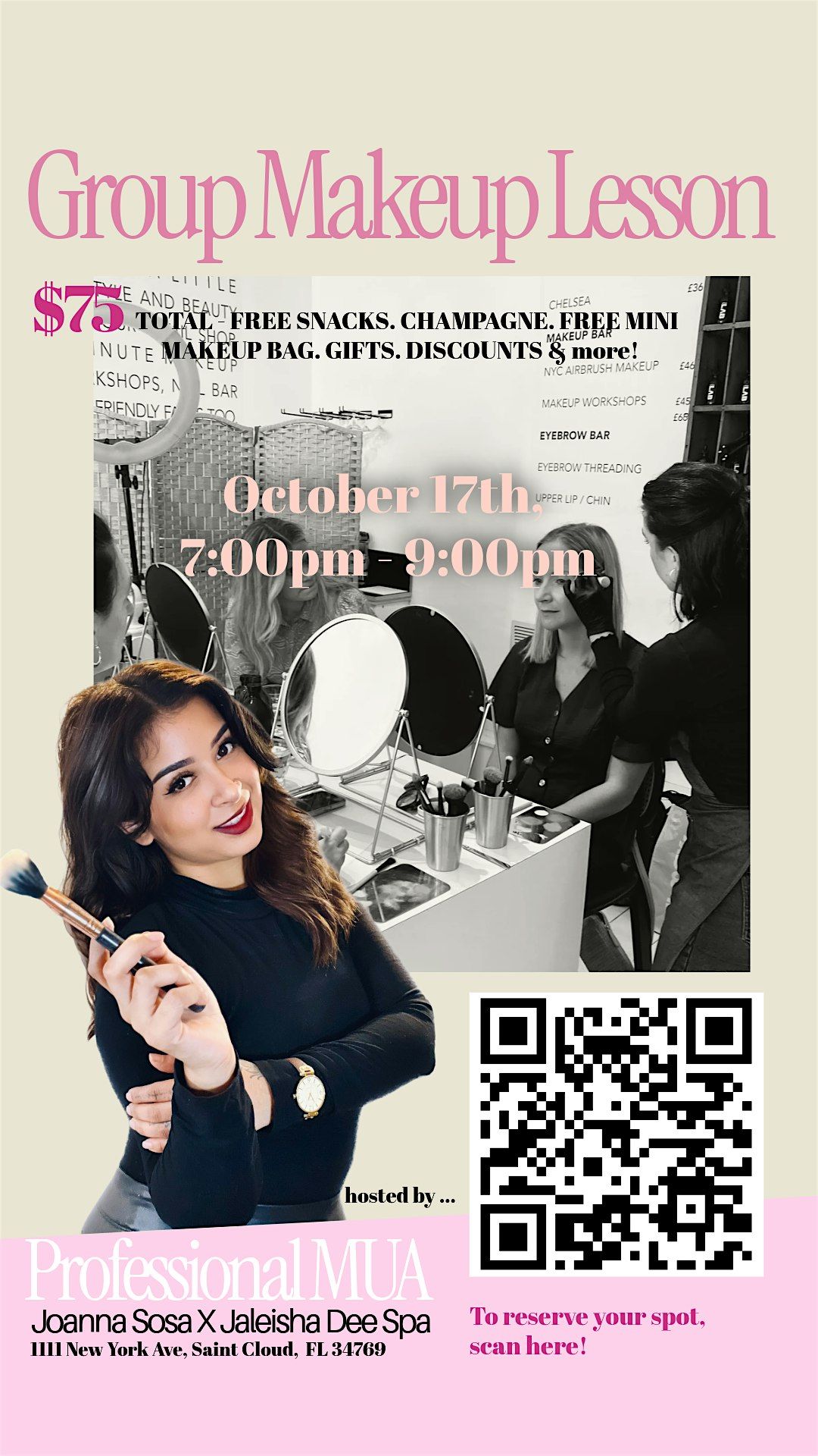 Group Makeup Lesson Hosted by Pro MUA Joanna Sosa X Jaleisha Dee Spa, 17 October | Event in St. Cloud | AllEvents