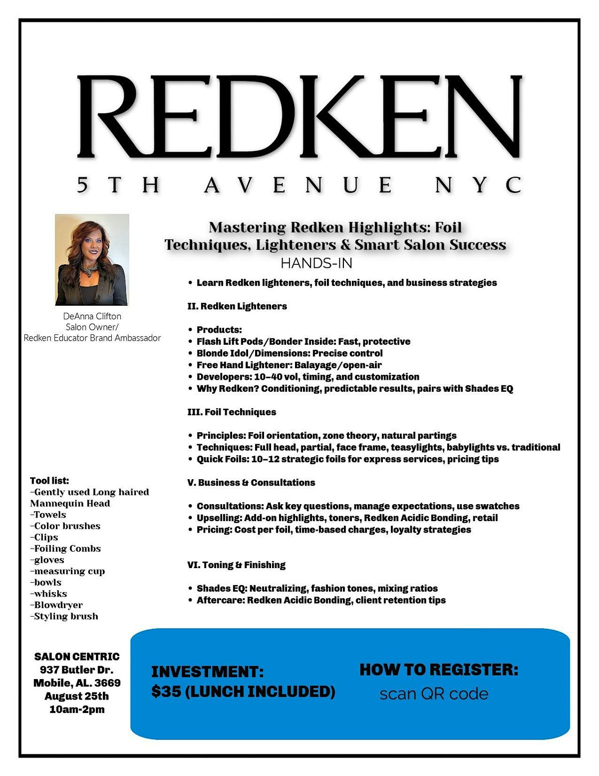 Mastering Redken Highlights: Foil Techniques & Smart Salon Success, 25 August | Event in Mobile | AllEvents