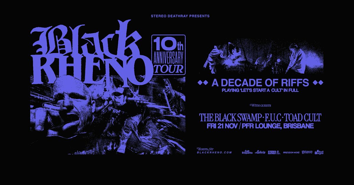 BLACK RHENO /w The Black Swamp, F.U.C & Toad Cult at PFR Lounge Nov 21st, 21 November | Event in Fortitude Valley