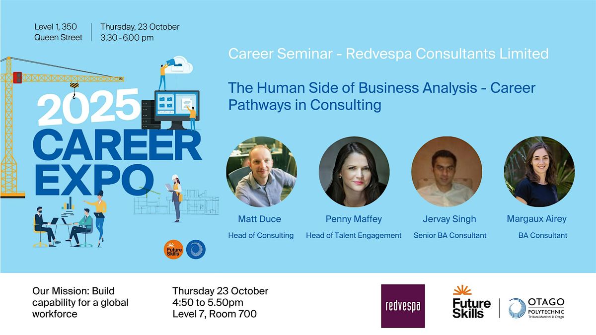 The Human Side of Business Analysis - Career Pathways in Consulting, 23 October | Event in Auckland | AllEvents