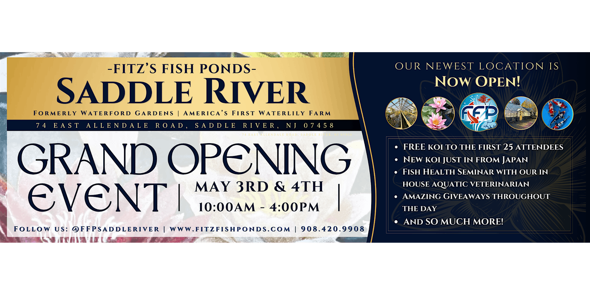 Fitz’s Fish Ponds Announces Grand Opening of Saddle River Location!, 3 May | Event in Saddle River | AllEvents