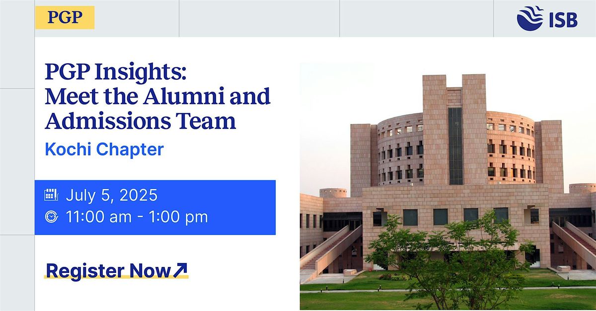 PGP Insights : Meet the Alumni and Admissions Team, 5 July | Event in Kochi | AllEvents